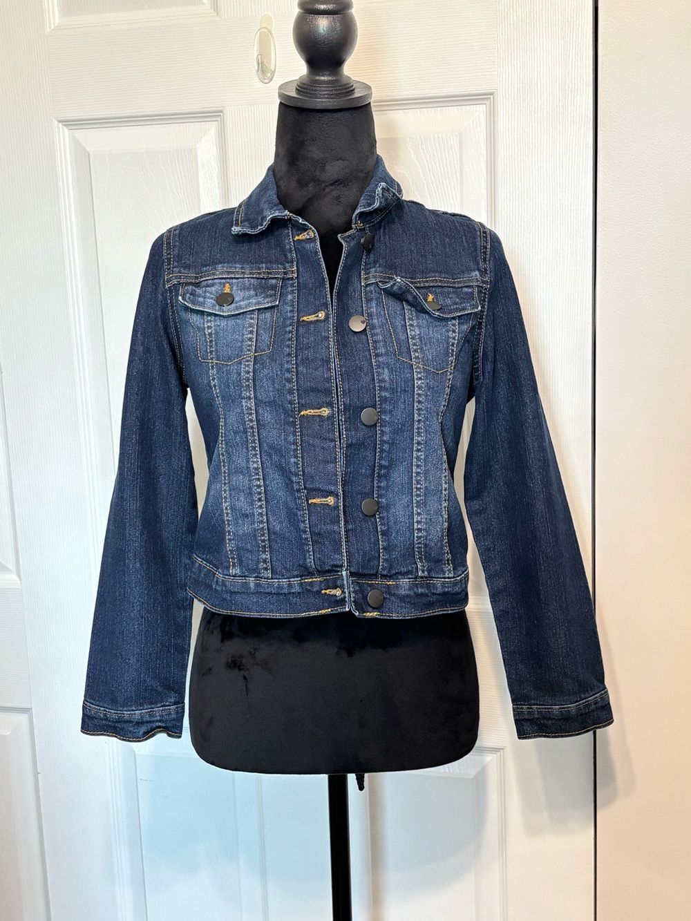 The Children's Place Dark Wash Blue Denim Jean Jacket Girls Large 10/12 Y2K
